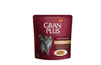 embalagem de ração úmida para gatos castrados da marca glan plus 
