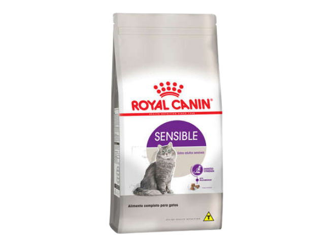 embalagem de ração gatos adultos da marca royal canin sensible